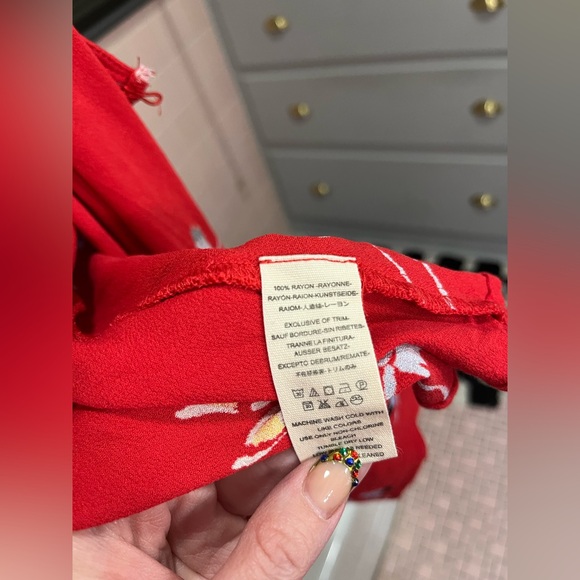 Free People Medium On My Side Floral Red V-Neck Wrap Dress - Picture 16 of 16